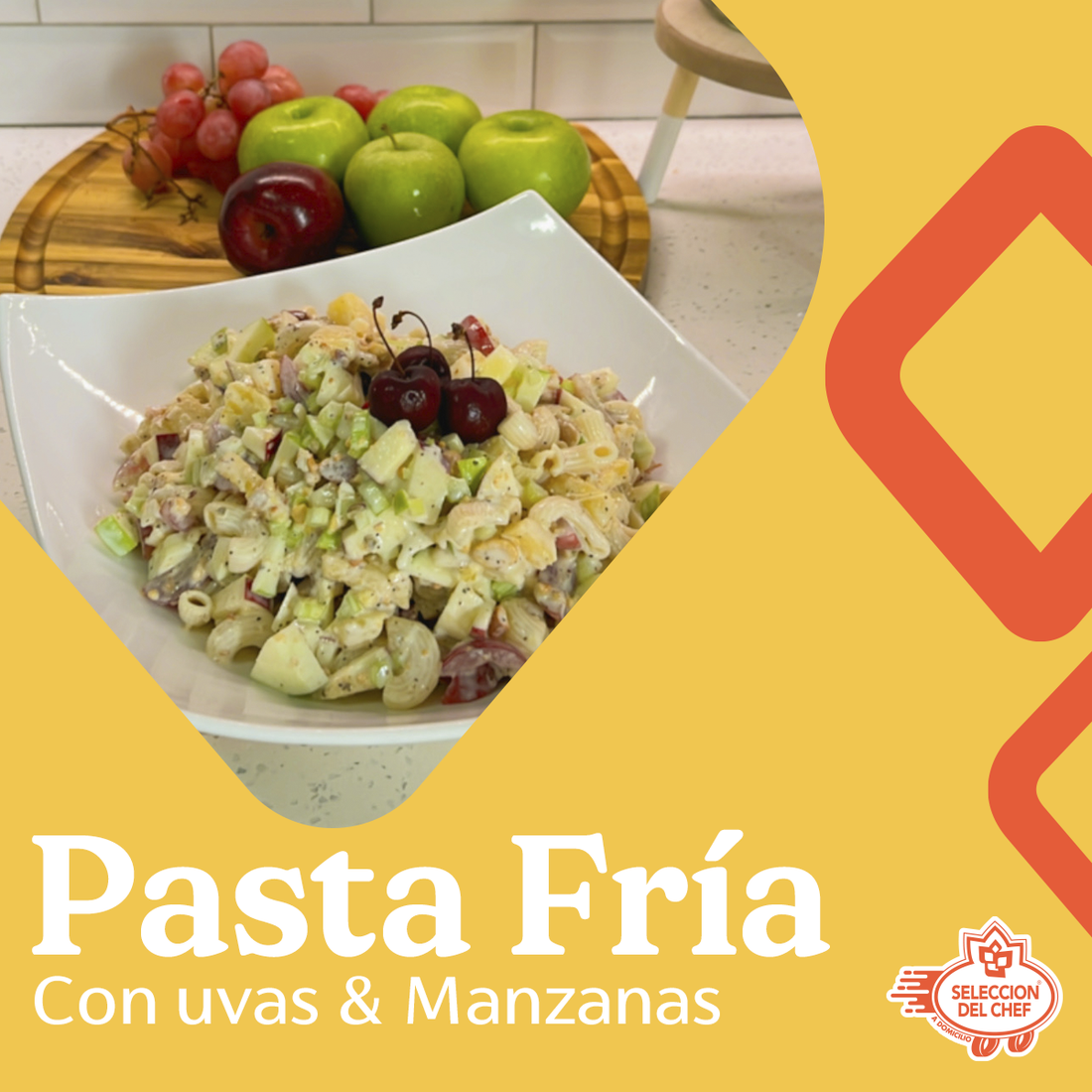 Pasta Fría con uvas y manzanas