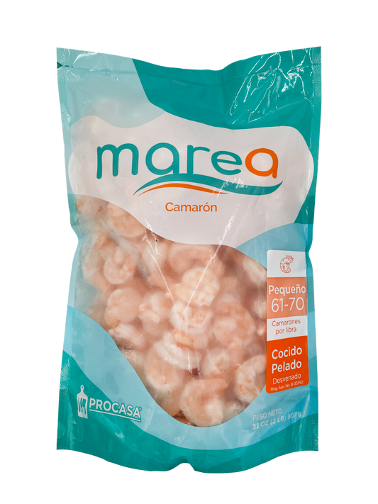 Camarón cocido y pelado 61/70 - Marea - 2lb/bolsa
