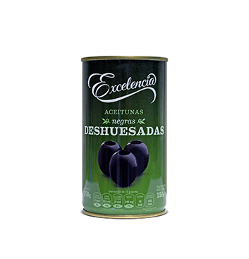 Frasco de aceitunas Excelencia Negra sin hueso 350g