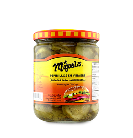 Pepinillos rodajas para Hamburguesa - Miguels - 440g