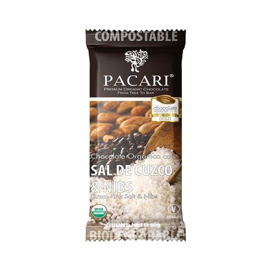Mini Chocolate Pacari Organico – 60 Cacao con Sal y Nibs - 10g