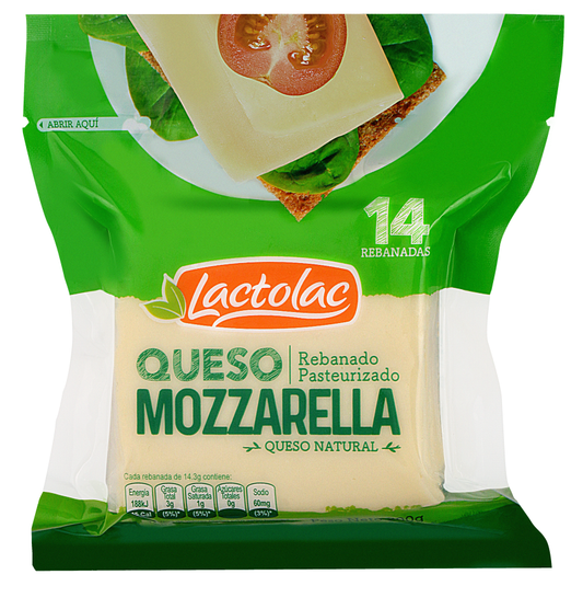 Queso Mozzarella Rebanado 200g - 10Un - Lactolac(PRODUCTO BAJO PEDIDO)