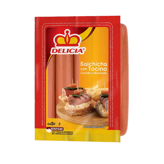 Salchicha Tejana con Tocino 7Un - Delicia - 454g