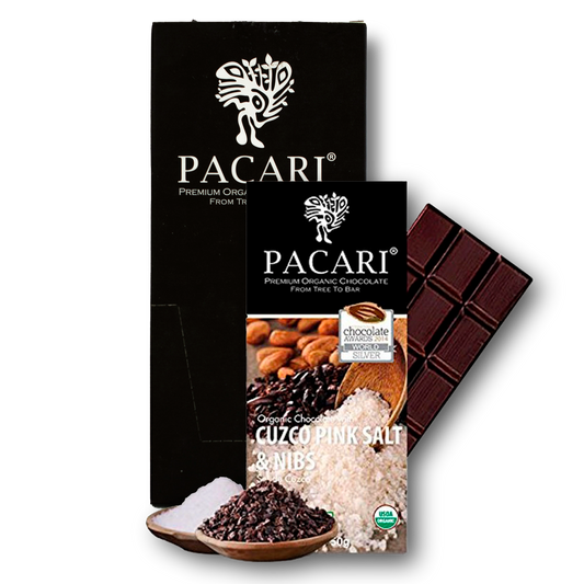 Display Chocolate Pacari Organico – 60 Cacao con Sal y Nibs - 10x500g